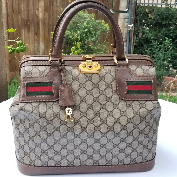 Super VERY RARE Vintage Gucci Supreme Web Ophidia Train case DOCTOR'S handbag - Picture 2 of 16